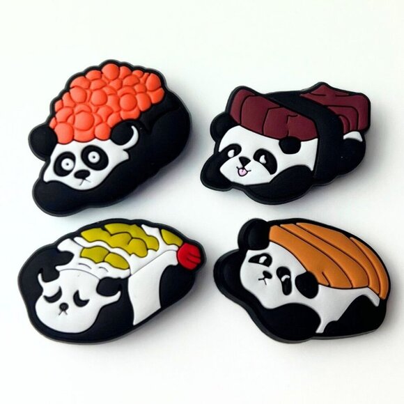 Panda Crocs Shoe Charms Set of 4 - jibbitz Charms - Sushi Crocs Charms - Picture 1 of 3